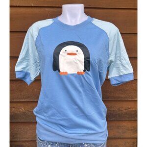 Lularoe Blue Penguin Baseball Tee Style Short Sleeve Shirt Size S